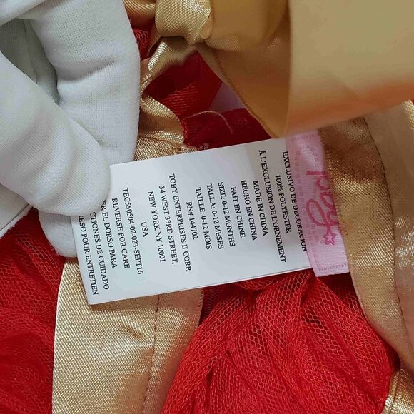 TOBY Christmas Red and gold tulle Tutu size 0-12 months - Picture 2 of 4